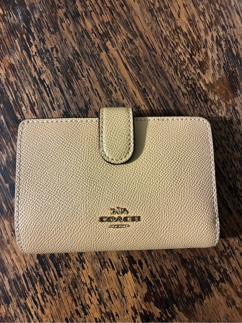 Coach Medium Corner Zip Leather Wallet Taupe Beige